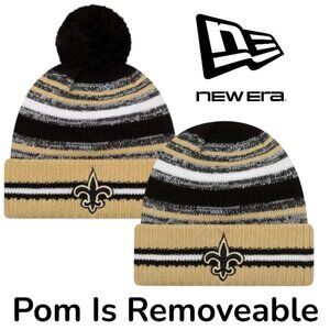 NEW 2021 NFL NEW ERA ON FIELD SIDELINE POM BEANIE - New Orleans Saints